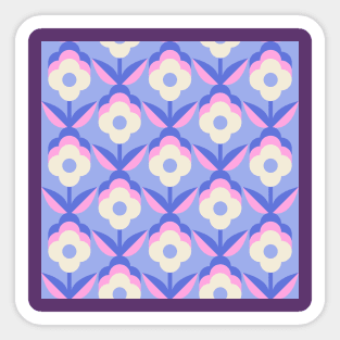 Purple Retro Funky Flowers Sticker